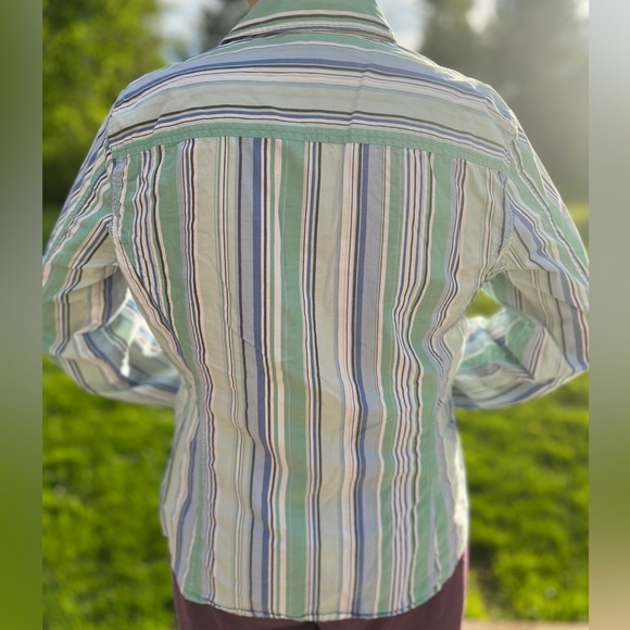 Jones New York Sport Vintage Blue and Green Casual Button Down Shirt L - Picture 10 of 10